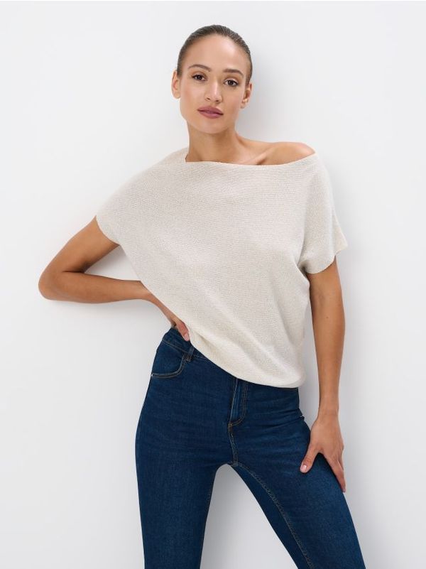 Mohito Mohito - Top s metalik nitima - krem