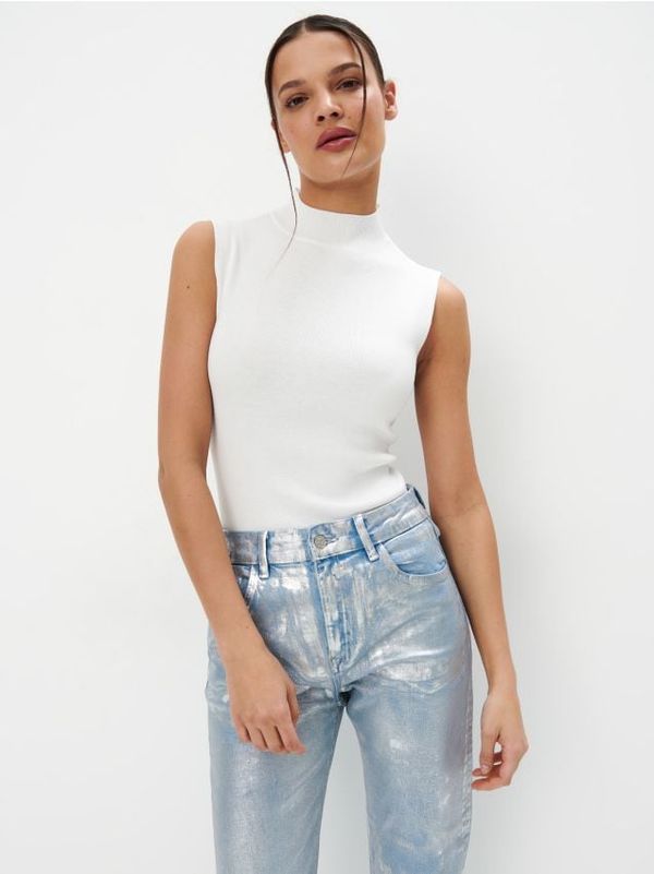 Mohito Mohito - Top s podignutim ovratnikom - krem