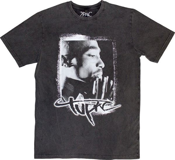 2Pac 2Pac Košulja Spray Photo Stone Wash Unisex Charcoal Grey S