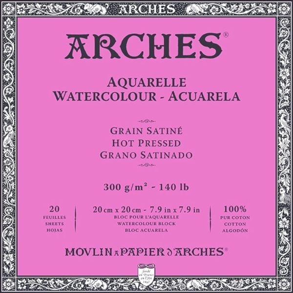 Arches Arches Watercolour Hot Pressed Block Natural White 20 x 20 cm 300 g Blok za skiciranje