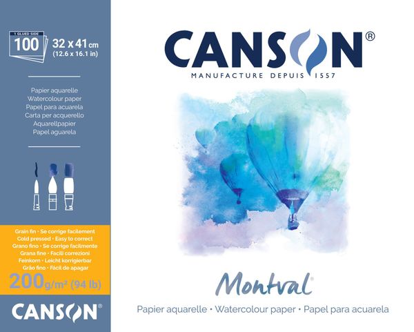 Canson Canson Pad Montval Cold Pressed 41 x 32 cm 200 g Natural White Blok za skiciranje