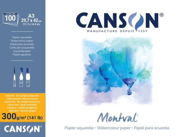Canson Canson Pad Montval Cold Pressed A3 300 g Natural White Blok za skiciranje