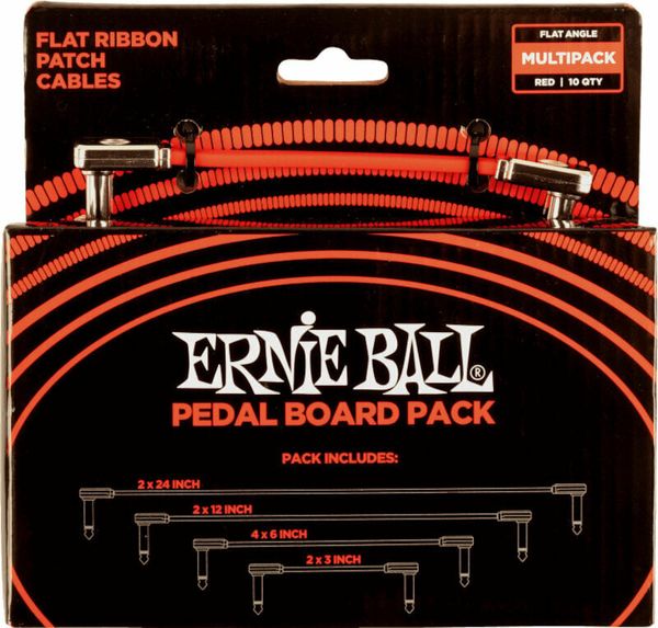 Ernie Ball Ernie Ball Flat Ribbon Patch Cables Pedalboard Crvena 15 cm-30 cm-60 cm-7,5 cm Kutni - Kutni