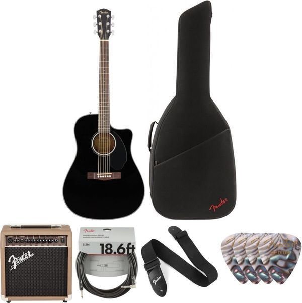 Fender Fender CD-60SCE Dreadnought WN Black Deluxe SET Crna