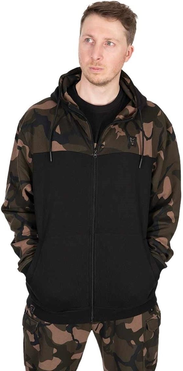 Fox Fishing Fox Fishing Majica s kapuljačom LW Black/Camo Split Zip Hoody - XL