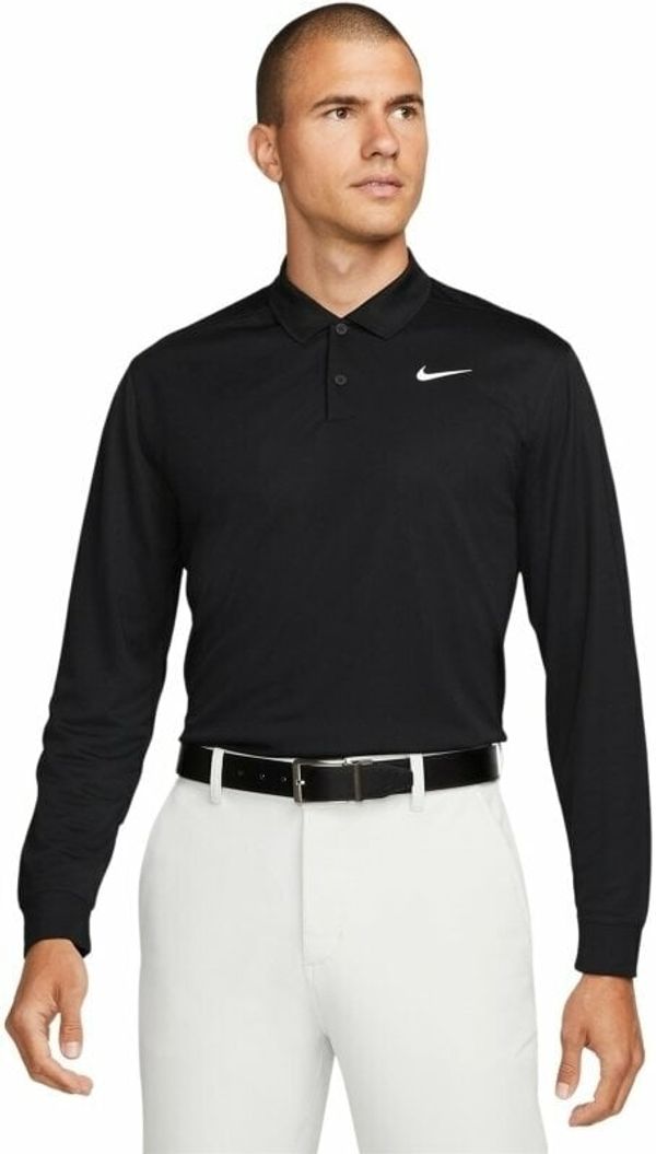 Nike Nike Dri-Fit Victory Solid Mens Long Sleeve Polo Black/White 2XL