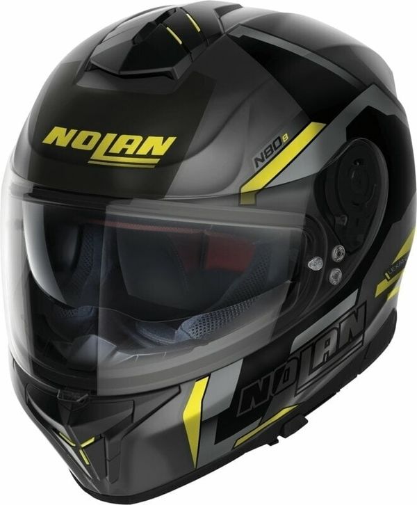 Nolan Nolan N80-8 Wanted N-Com Flat Lava Grey Black/Yellow S Kaciga