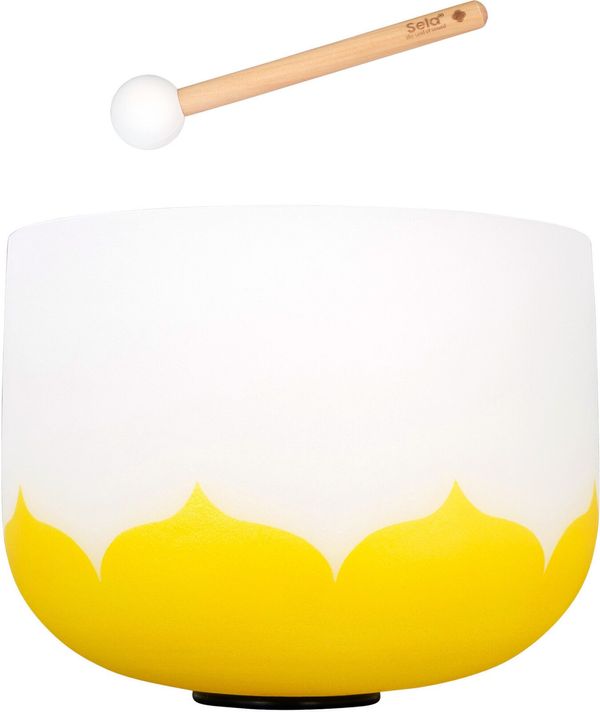 Sela Sela 10" Crystal Singing Bowl Lotus 432 Hz E - Yellow (Solar Plexus Chakra) incl. 1 Wood Mallet