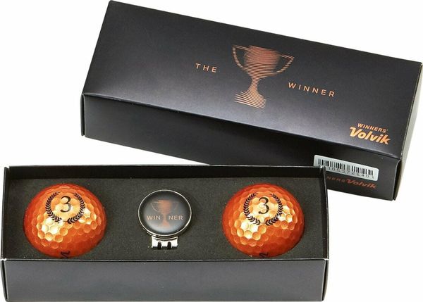 Volvik Volvik Champion Box Solice 2 Pack Golf Balls Plus Ball Marker Bronze