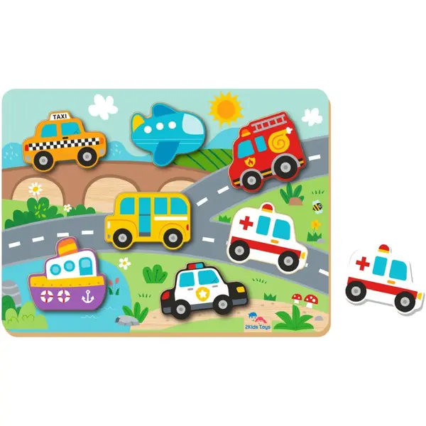 2Kids Toys 2Kids Toys Shape Puzzles aktivna umetaljka Traffic 12m+ 8 kom
