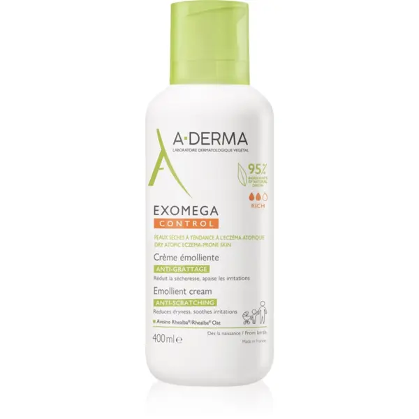 A-Derma A-Derma Exomega Control Emollient Cream krema za tijelo za vrlo suhu, osjetljivu i atopičnu kožu 400 ml