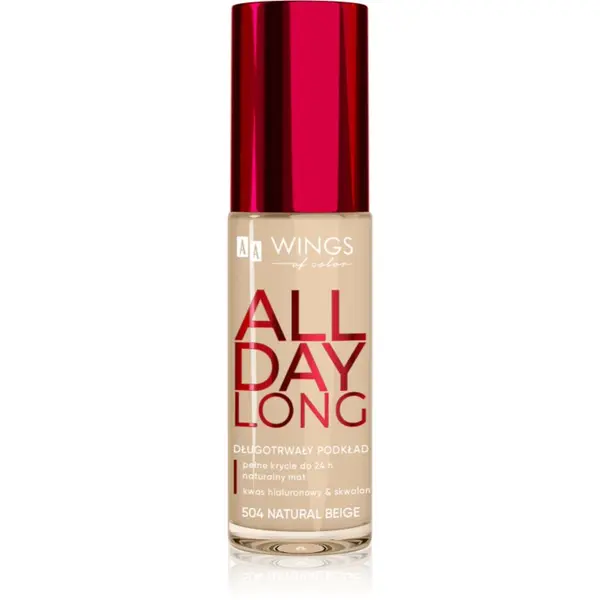 AA Wings of Color AA Wings of Color All Day Long Long Lasting Foundation dugotrajni puder nijansa 504 Natural Beige 30 ml