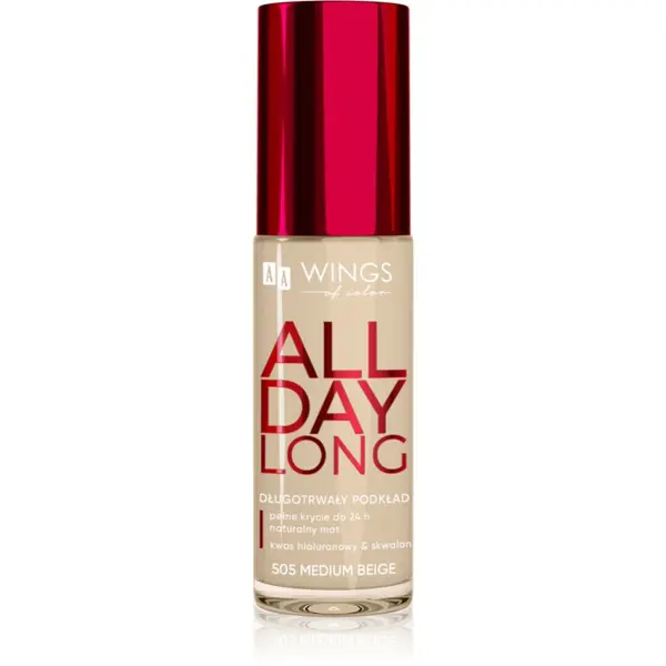 AA Wings of Color AA Wings of Color All Day Long Long Lasting Foundation dugotrajni puder nijansa 505 Medium Beige 30 ml