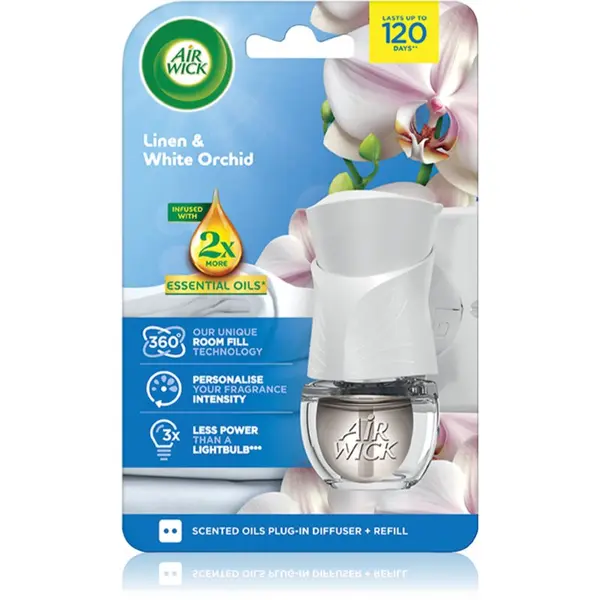 Air Wick Air Wick Linen & White Orchid električni osvježivač zraka s punjenjem 19 ml