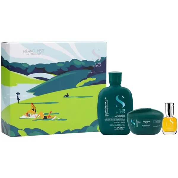 Alfaparf Milano Alfaparf Milano Semi di Lino Reconstruction Holiday Kit poklon set za oštećenu kosu 3 kom