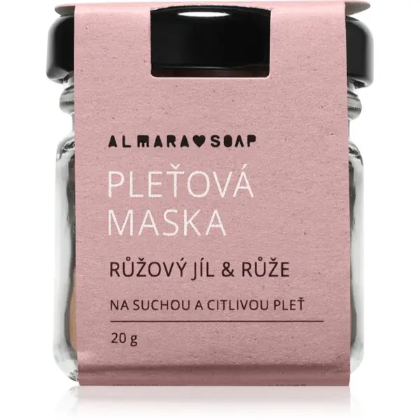 Almara Soap Almara Soap Face Pink Clay & Rose umirujuća maska za lice za vrlo suho i osjetljivo lice 20 g