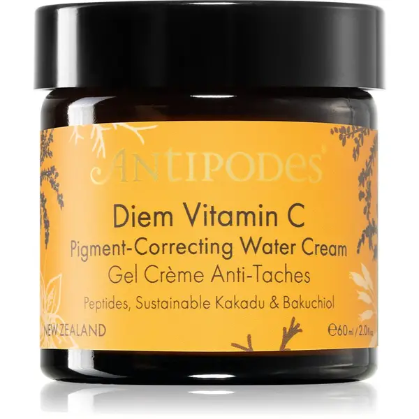 Antipodes Antipodes Diem Vitamin C Pigment-Correcting Water Cream posvjetljujuća i hidratantna krema protiv pigmentnih mrlja s bakuchiolom 60 ml