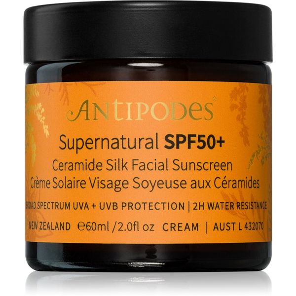 Antipodes Antipodes Supernatural SPF50+ Ceramide Silk Facial Sunscreen zaštitna krema za lice s ceramidima SPF 50+ 60 ml