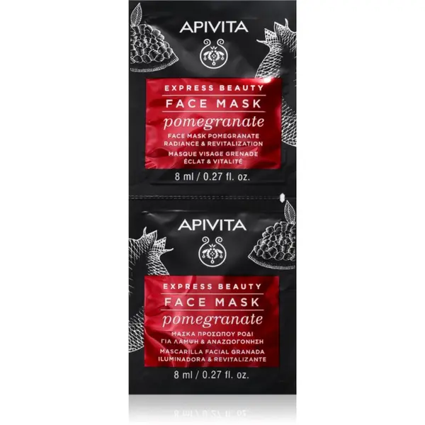 Apivita Apivita Express Beauty Pomegranate revitalizirajuća maska za posvjetljivanje lica 2x8 ml