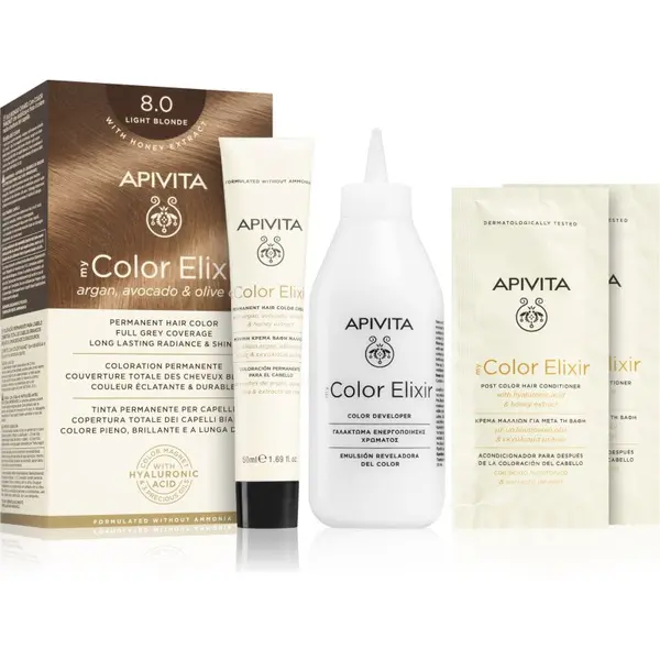 Apivita Apivita My Color Elixir boja za kosu bez amonijaka nijansa 8.0 Light Blonde 1 kom