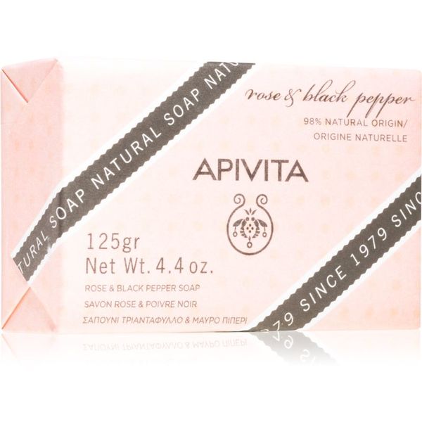 Apivita Apivita Natural Soap Rose & Black Pepper čvrsti sapun za čišćenje 125 g