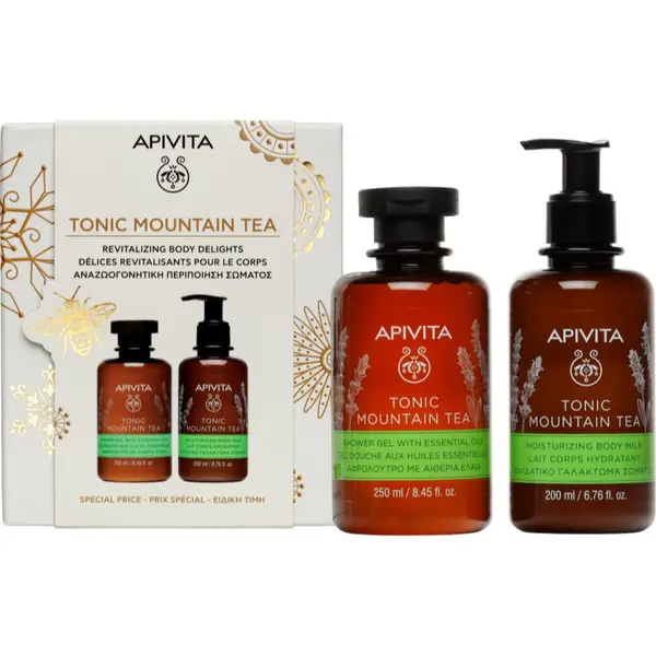 Apivita Apivita Tonic Mountain Tea Shower Gel & Body Milk Set poklon set za sjaj i hidrataciju