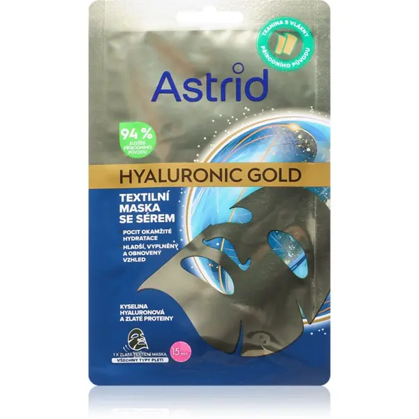 Astrid Astrid Hyaluronic Gold sheet maska za trenutačno učvršćivanje i zaglađivanje lica 1 kom
