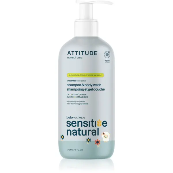 Attitude Attitude Sensitive Natural Baby Oatmeal šampon i gel za pranje 2 u 1 za osjetljivu kožu za djecu 473 ml