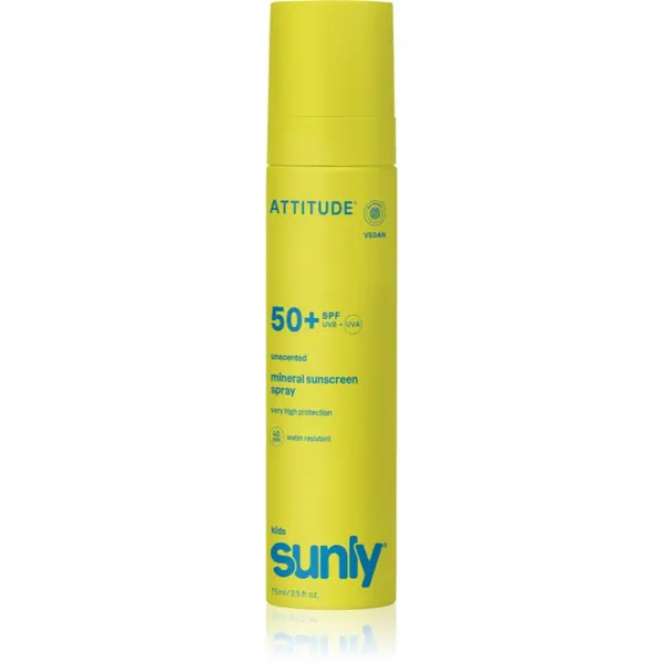 Attitude Attitude Sunly Kids Mineral Sunscreen Spray SPF 50+ mineralni sprej za sunčanje bez parfema SPF 50+ 75 ml