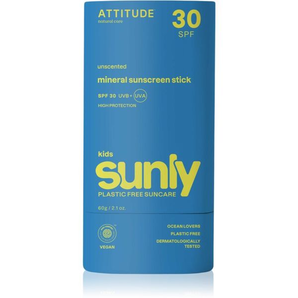 Attitude Attitude Sunly Kids Sunscreen Stick mineralna krema za sunčanje u sticku za djecu SPF 30 60 g