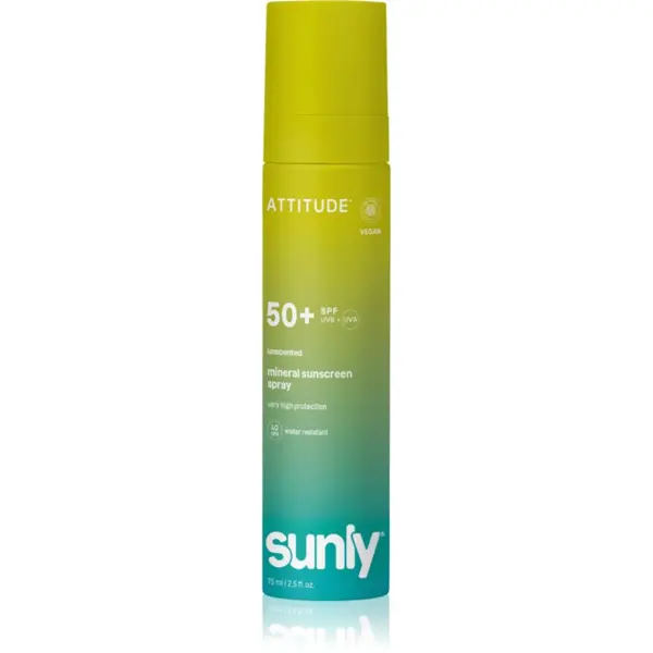Attitude Attitude Sunly Mineral Sunscreen Spray SPF 50+ mineralni sprej za sunčanje bez parfema SPF 50+ 75 ml