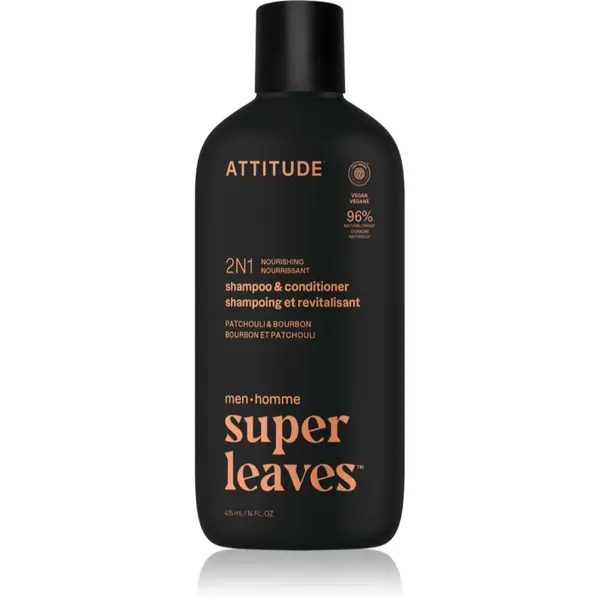 Attitude Attitude Super Leaves Men's Shampoo and Conditioner 2-in-1 šampon i regenerator 2 u 1 za muškarce Patchouli & Bourbon 415 ml