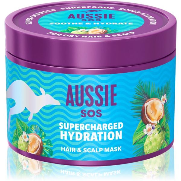 Aussie Aussie SOS Supercharged Hydration umirujuća hidratantna maska za kosu i vlasište 500 ml