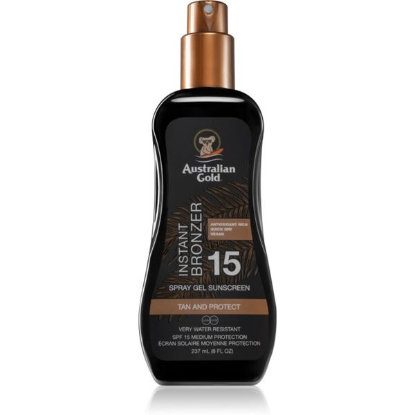 Australian Gold Australian Gold Spray Gel Sunscreen With Instant Bronzer brončani sprej SPF 15 237 ml