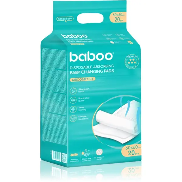 Baboo Baboo AirComfort Disposable Absorbing Changing Pads jednokratne podloge za previjanje 60x60 cm 20 kom