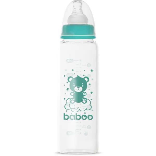 Baboo Baboo Anti-colic Glass Feeding Bottle Narrow Neck staklena bočica za bebe 3m+ 240 ml