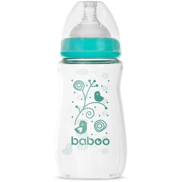 Baboo Baboo Anti-colic Glass Feeding Bottle Wide Neck staklena bočica za bebe 3m+ 250 ml