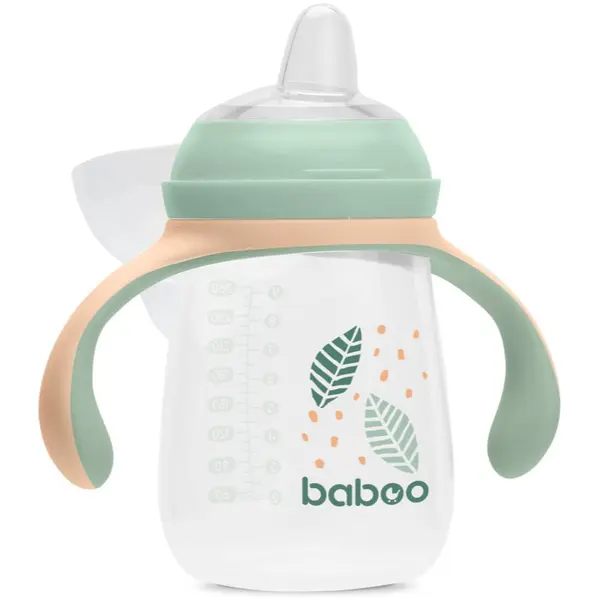 Baboo Baboo Cup with Silicone Spout čašica s ručkama Peachy Keen 6m+ 260 ml
