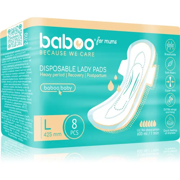 Baboo Baboo Postpartum Maternity Pads higijenski ulošci nakon poroda jednokratne veličina L 8 kom