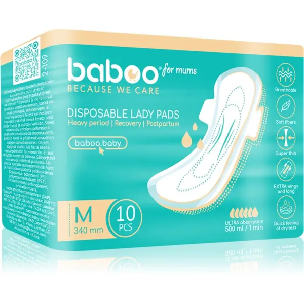 Baboo Baboo Postpartum Maternity Pads higijenski ulošci nakon poroda jednokratne veličina M 10 kom