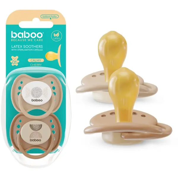 Baboo Baboo Soothers Round Latex with Case duda Au Naturale 0-6 m 2 kom