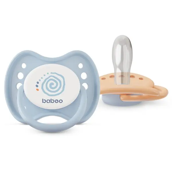 Baboo Baboo Soothers Silicone Symmetrical with Case duda Blue Haze 6-12 m 2 kom
