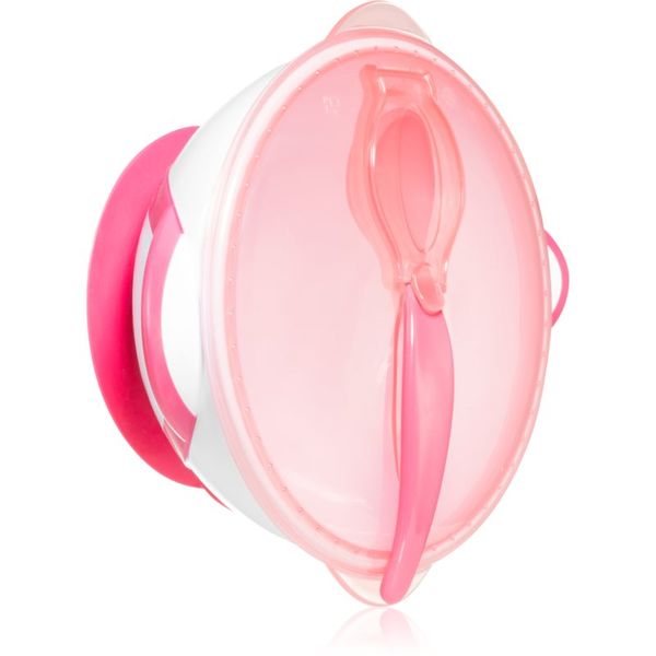 BabyOno BabyOno Be Active Suction Bowl with Spoon komplet pribora za jelo za djecu Pink 6 m+ 2 kom