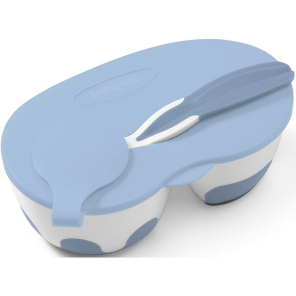 BabyOno BabyOno Be Active Two-chamber Bowl with Spoon komplet pribora za jelo za bebe Blue