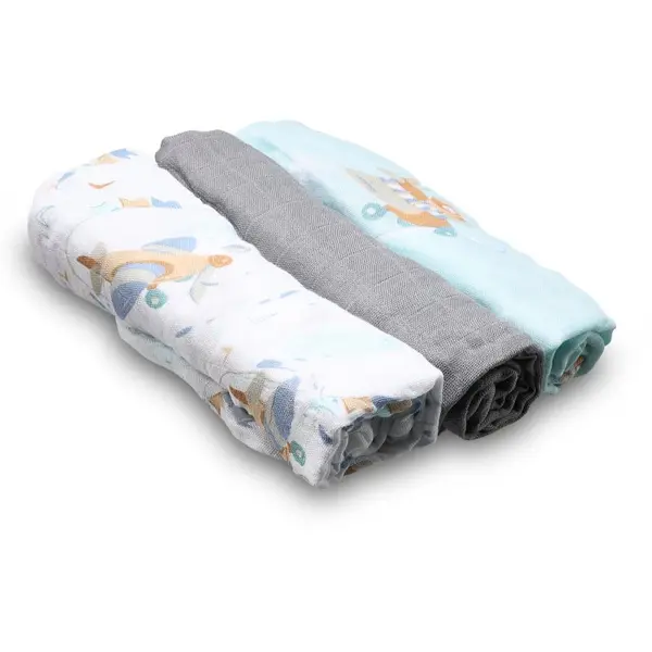 BabyOno BabyOno Natural Bamboo Diapers Blue-Grey platnene pelene 70x70 cm 3 kom