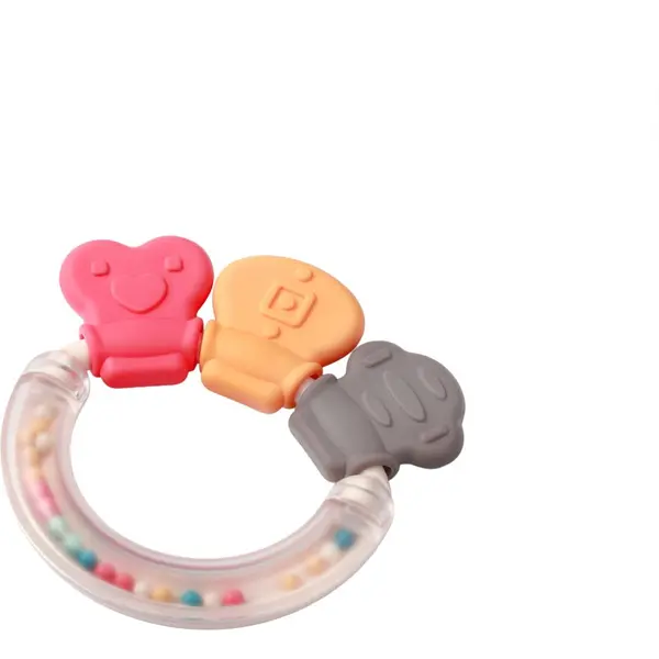 BabyOno BabyOno Rattle With Teether 3m+ grickalica za bebe sa zvečkom Shapes 1 kom