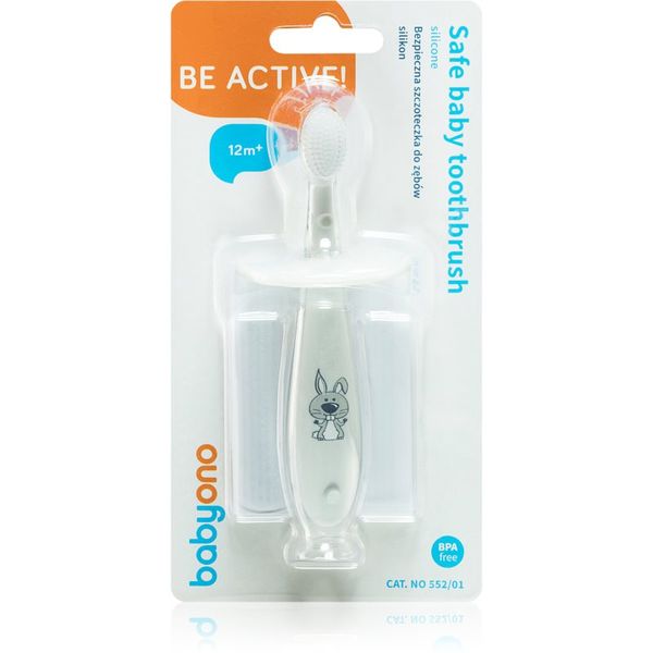 BabyOno BabyOno Safe Baby Toothbrush Grey četkica za zube za djecu 12m+ 1 kom