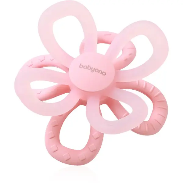 BabyOno BabyOno Silicone Teether Flower grickalica za bebe Pink 1 kom