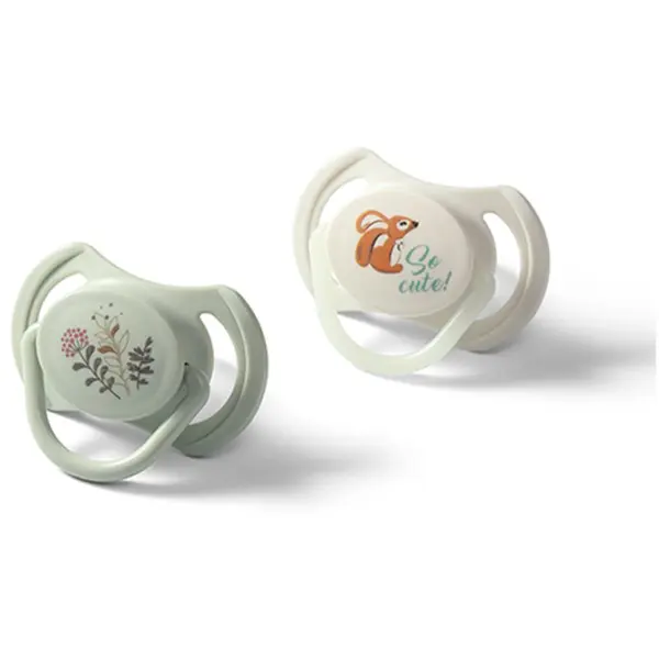 BabyOno BabyOno Take Care Symmetrical Silicone Soothers duda Day & Night 6-18m+ 2 kom