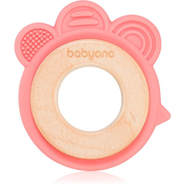 BabyOno BabyOno Wooden & Silicone Teether grickalica za bebe Hen 1 kom
